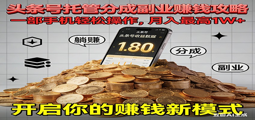 全程托管今日头条,一部手机就可以开干,最高躺赚1W+-七量思维