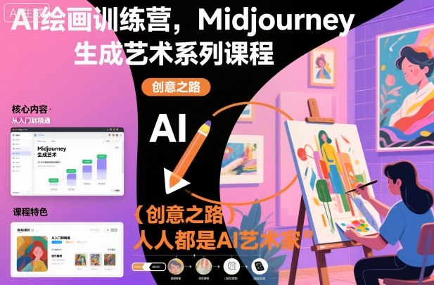 AI绘画训练营,Midjourney生成艺术系列课程,人人都是AI艺术家-七量思维