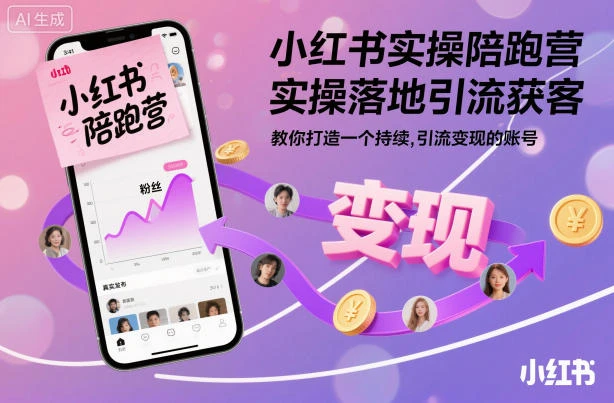 【精】小红书实操陪跑营，实操落地引流获客，教你打造一个持续引流变现的账号-七量思维