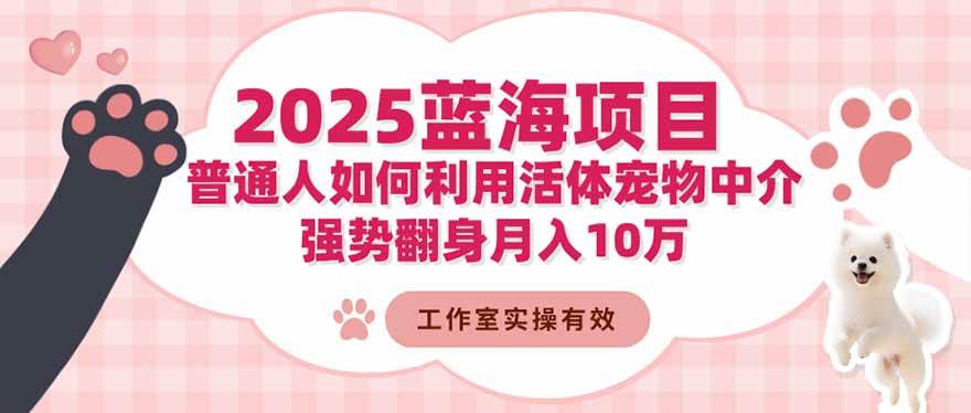 （16489期）2025蓝海项目：普通人如何利用活体宠物中介，强势翻身月入10万-七量思维