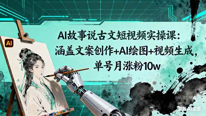 （16369期）AI故事说古文短视频实操课：涵盖文案创作+AI绘图+视频生成，单号月涨粉10w-七量思维