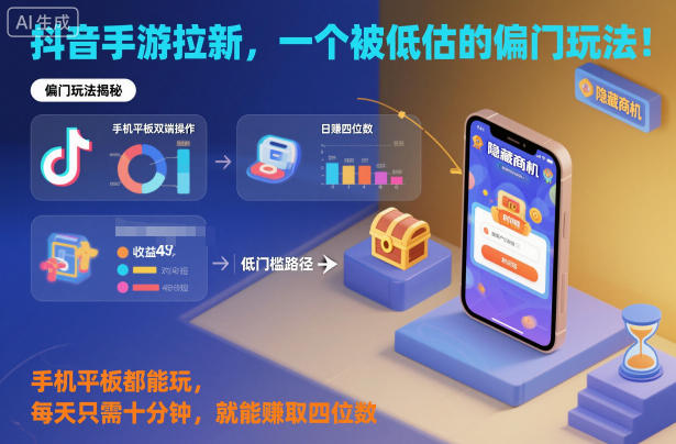抖音手游拉新,一个被低估的偏门玩法!手机平板都能玩,每天只需十分钟,就能賺取四位数【揭秘】-七量思维