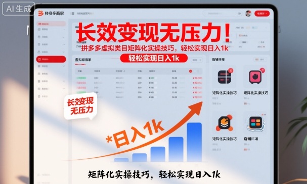 长效变现无压力!拼多多虚拟类目矩阵化实操技巧,轻松实现日入1k【揭秘】-七量思维