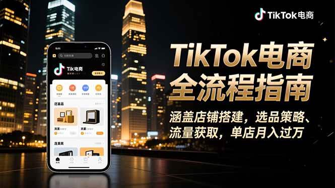 （16524期）TikTok电商全流程指南，涵盖店铺搭建、选品策略、流量获取，单店月入过万-七量思维