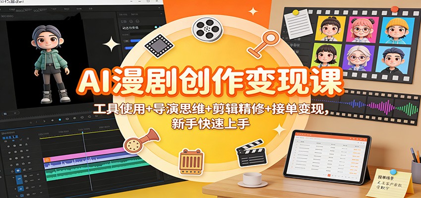 AI漫剧创作变现课：工具使用+导演思维+剪辑精修+接单变现，新手快速上手-七量思维