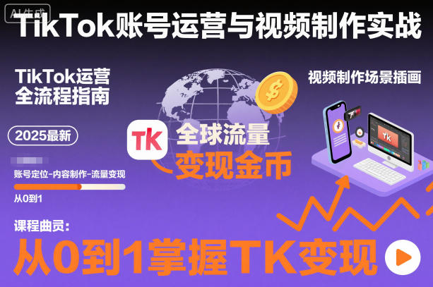 2025最新TikTok账号运营与视频制作实战全流程,从0到1掌握TK变现(含11月最新TK搬运技术)-七量思维