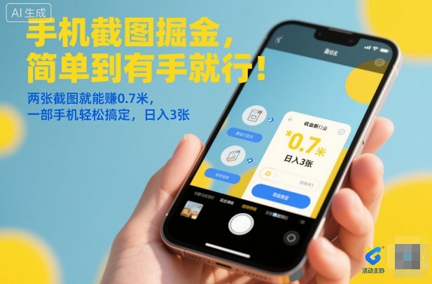 手机截图掘金，简单到有手就行！两张截图就能賺0.7米，一部手机轻松搞定，日入3张【揭秘】-七量思维