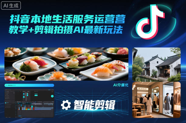 抖音本地生活服务运营教学+剪辑拍摄AI最新玩法-七量思维