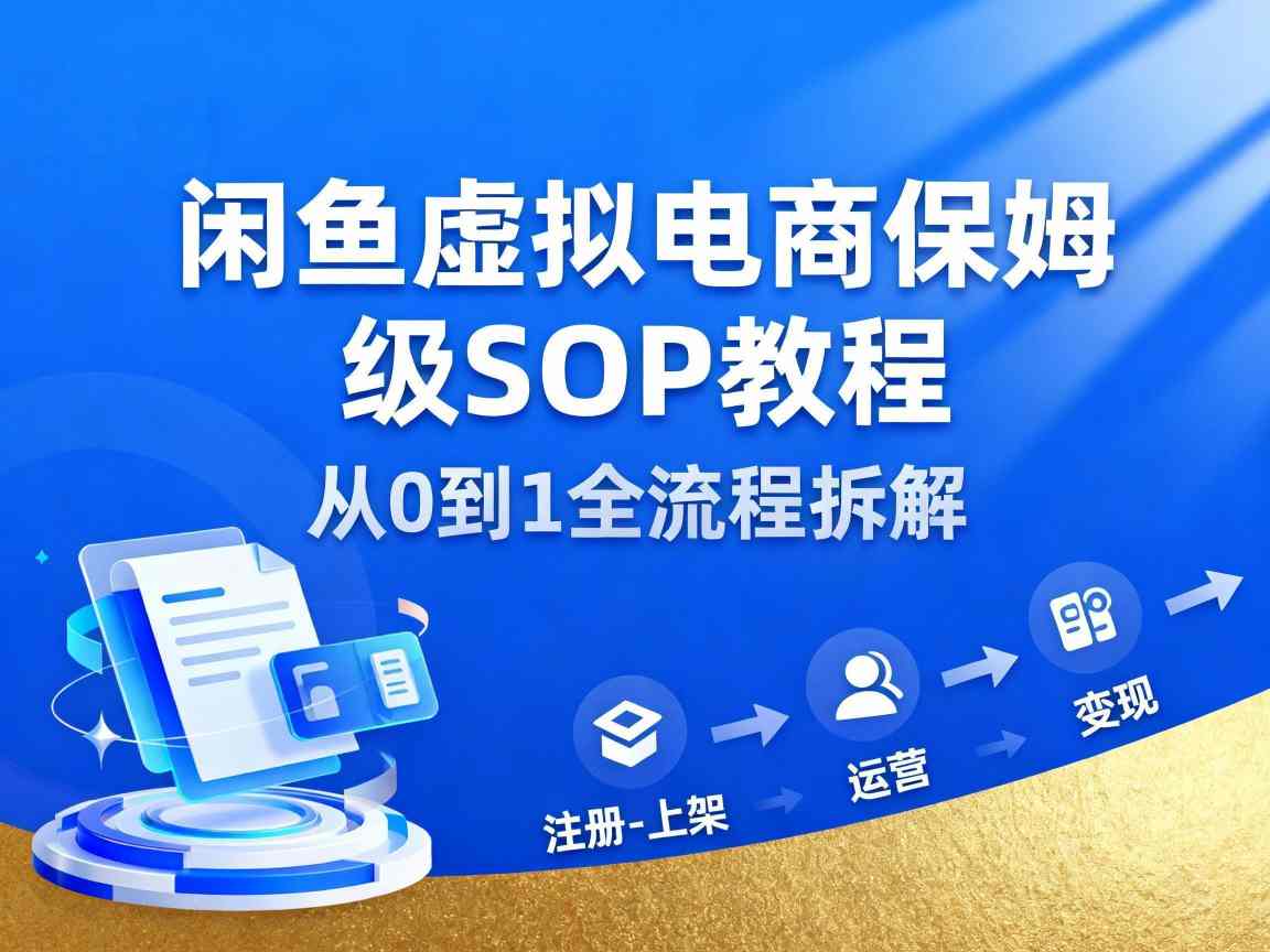 闲鱼虚拟电商,月入轻松过1W,保姆级SOP教程-七量思维