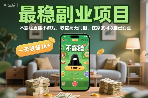 最稳副业项目,不露脸直播小游戏,收益高无门槛,一天收益1k+,在家就可以自己创业【揭秘】-七量思维