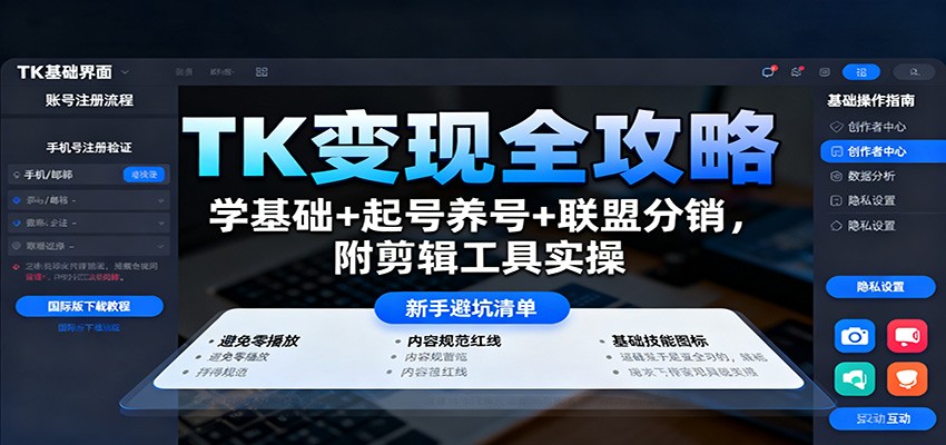 TK变现全攻略：学基础+起号养号+联盟分销，附剪辑工具实操-七量思维