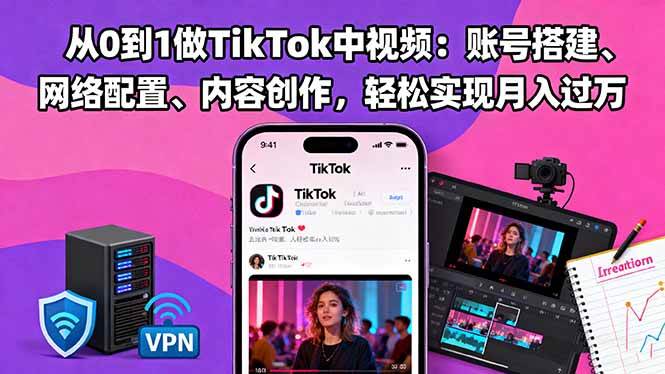 (16461期)从0到1做TikTok中视频:账号搭建、网络配置、内容创作,轻松实现月入过万-七量思维