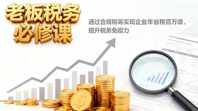 (16426期)老板税务必修课,通过合规税筹实现企业年省税百万级,提升税务免疫力-七量思维