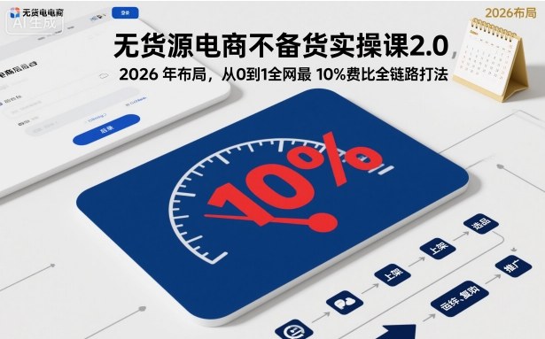 无货源电商不备货实操课2.0,2026年布局,从0到1全网最低10%费比全链路打法【更新中】-七量思维
