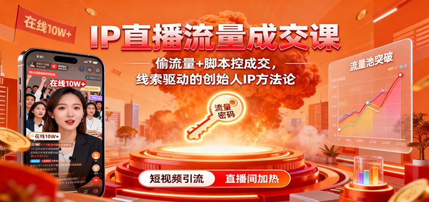 IP直播流量成交课：偷流量+脚本控成交，线索驱动的创始人IP方法论-七量思维