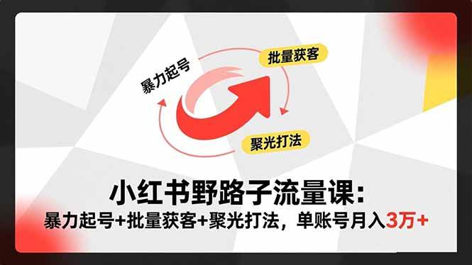 （16513期）小红书野路子流量课：暴力起号+批量获客+聚光打法，单账号月入3万+-七量思维