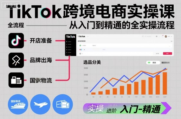TikTok跨境电商实操课,从入门到精通的全实操流程-七量思维