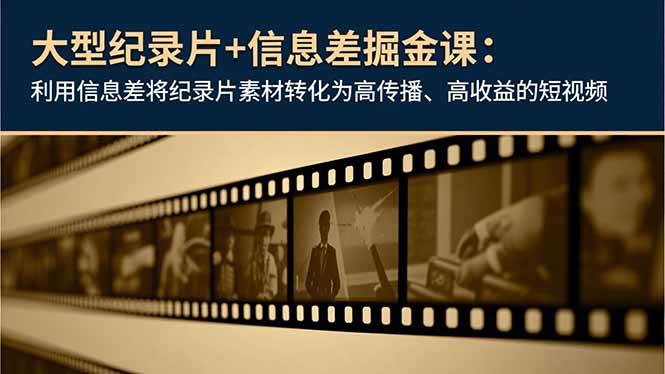 （16741期）大型纪录片+信息差掘金课：利用信息差将纪录片素材转化为高传播、高收益的短视频-七量思维