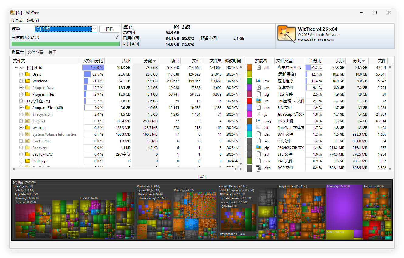 WizTree磁盘分析工具v4.2.8便携版-七量思维