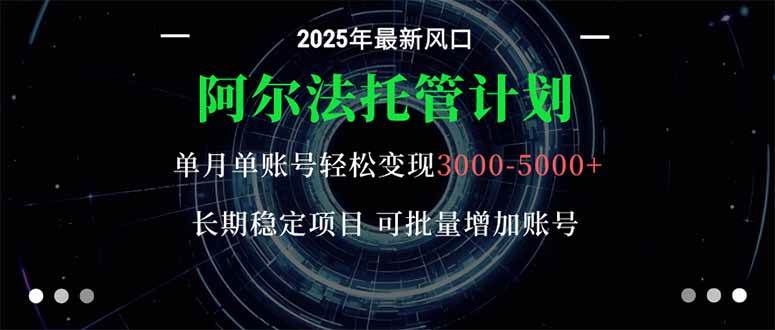 （16360期）阿尔法托管计划 单账号月入3000-5000，长期稳定项目，新手小白轻松上手。-七量思维