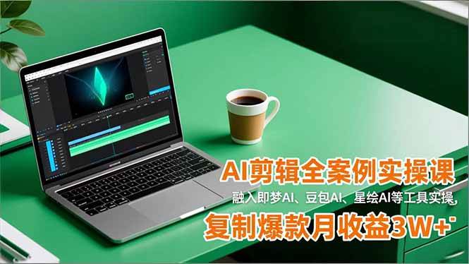 （16770期）AI剪辑全案例实操课，融入即梦AI、豆包AI、星绘AI等工具实操，复制爆款月收益3W+-七量思维